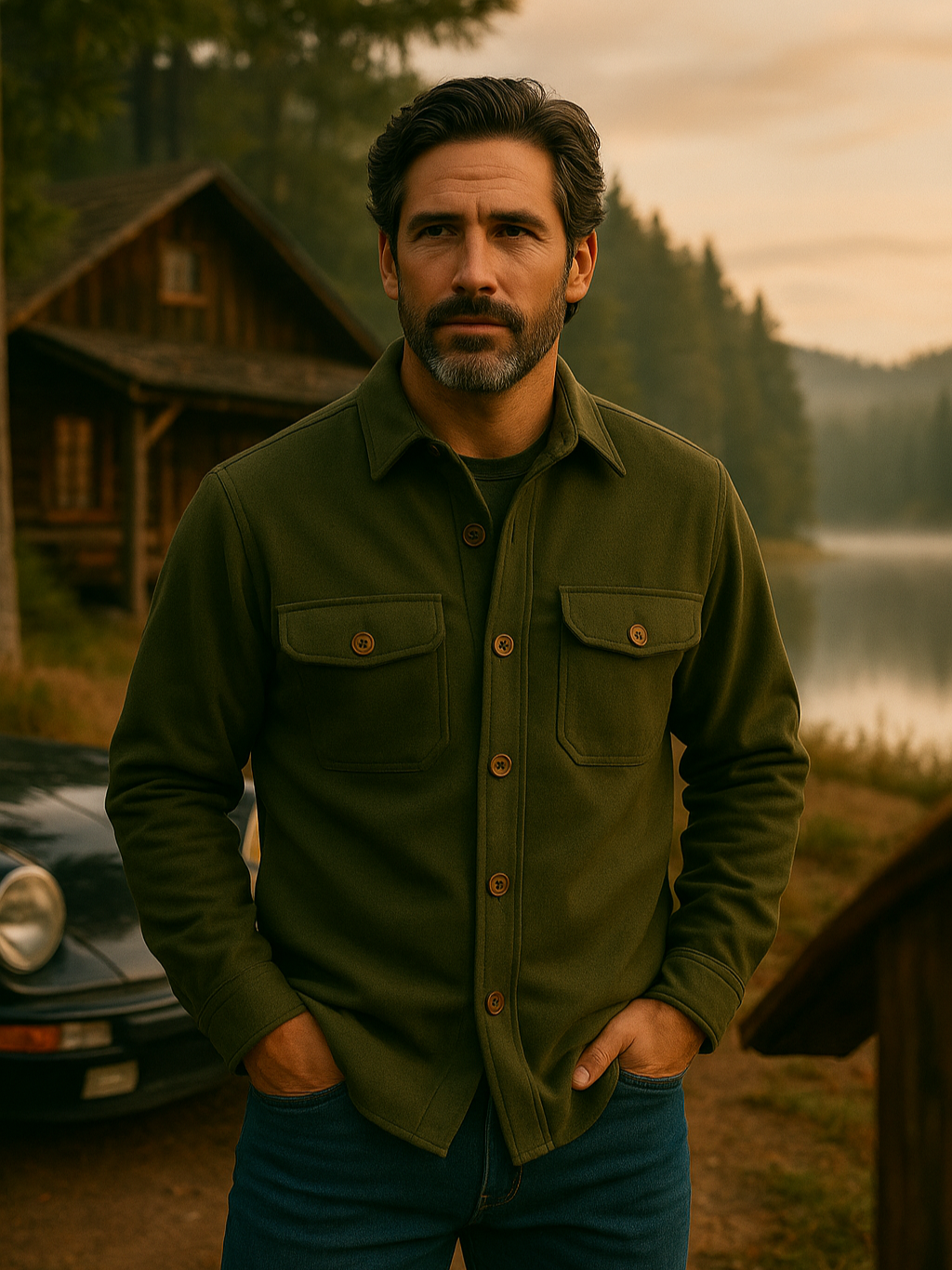 Fogata Wool Jacket in Olive Green