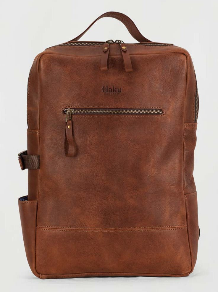 Backpack/computer bag.  Real leather. Whiskey leather Laptop Backpack - Classic - Swanky Badger main image 2