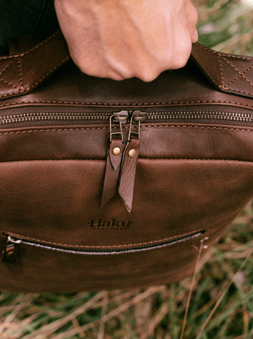 Apu Leather Backpack in Cognac