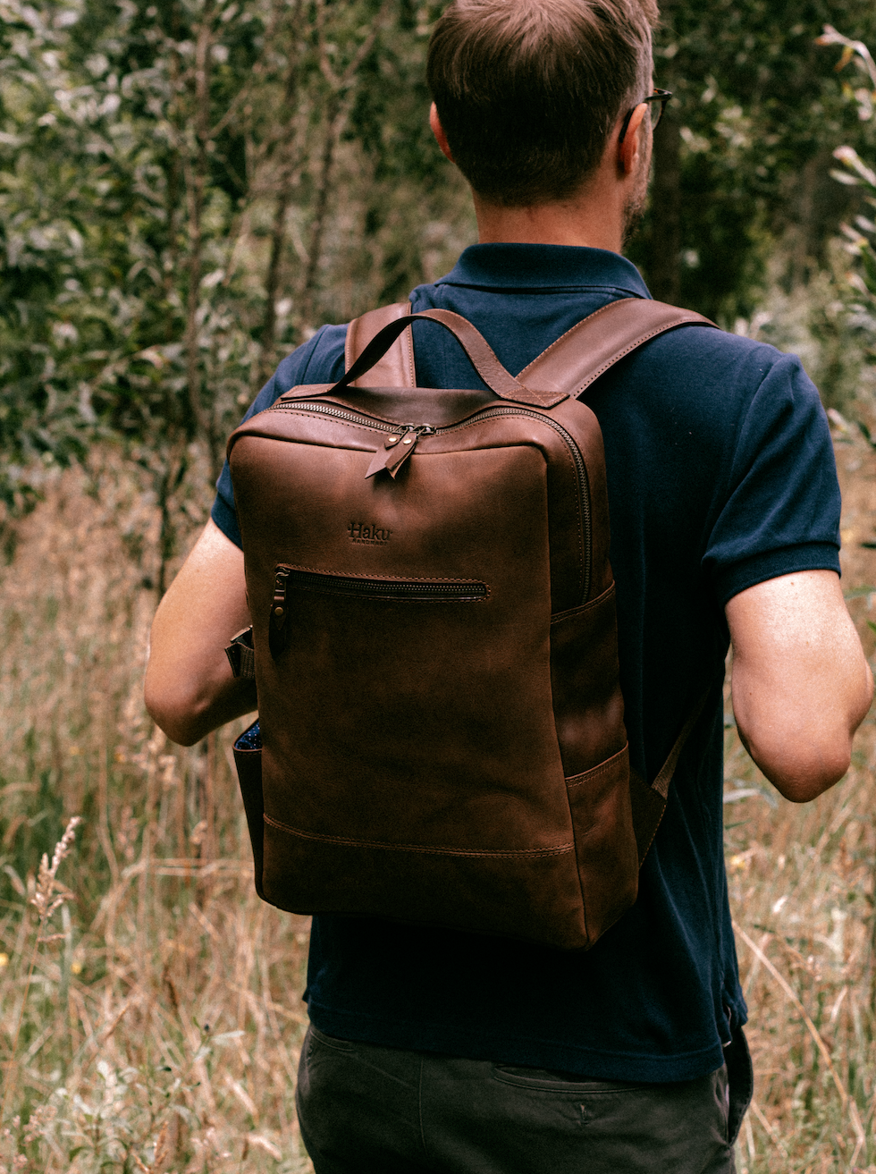 Apu Leather Backpack in Cognac