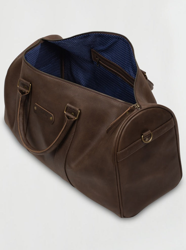 Weekender Leather Bag in Dark Brown