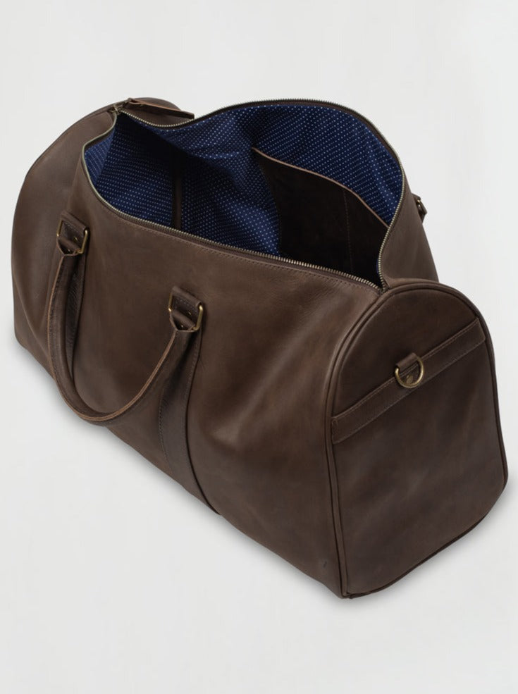 Weekender Leather Bag in Dark Brown