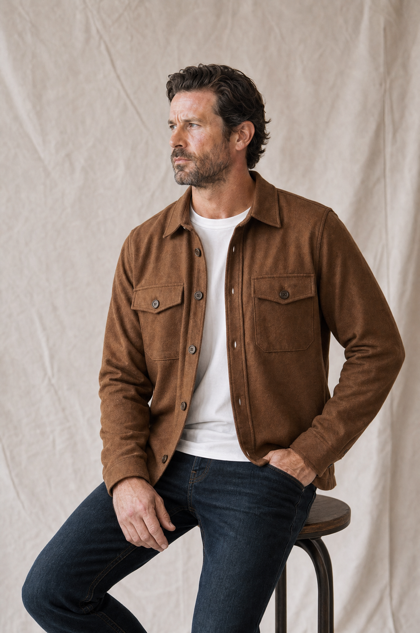 Fogata Wool Jacket in Camel Brown