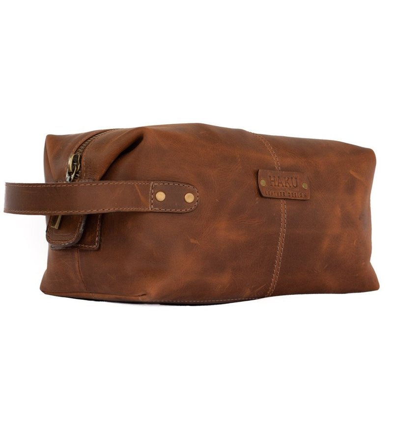 Toiletry Leather Bag in Chocolate