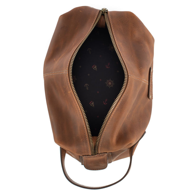 Toiletry Leather Bag in Chocolate