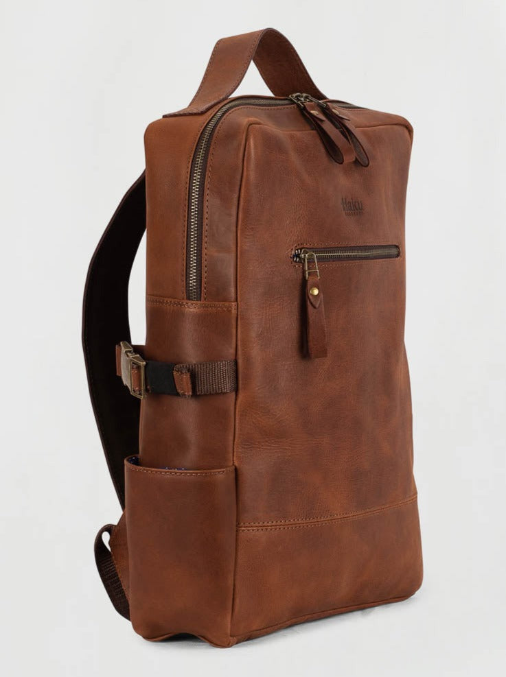 Apu Leather Backpack in Cognac