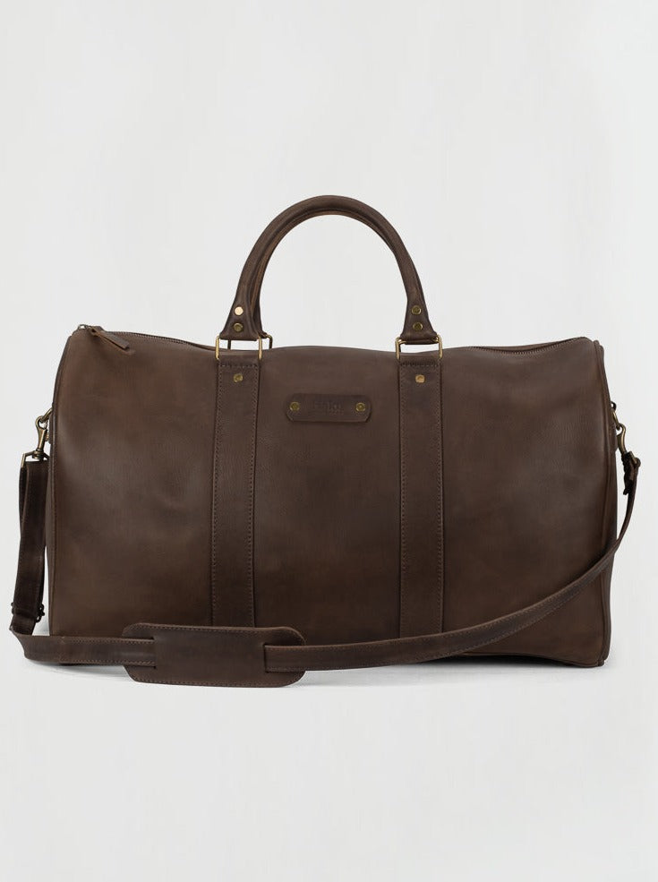 Weekender Leather Bag in Dark Brown