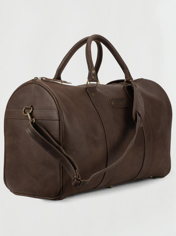 Weekender Leather Bag in Dark Brown